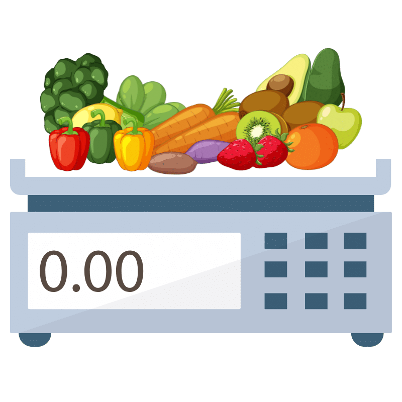 Wage mit Obst und Gemüse